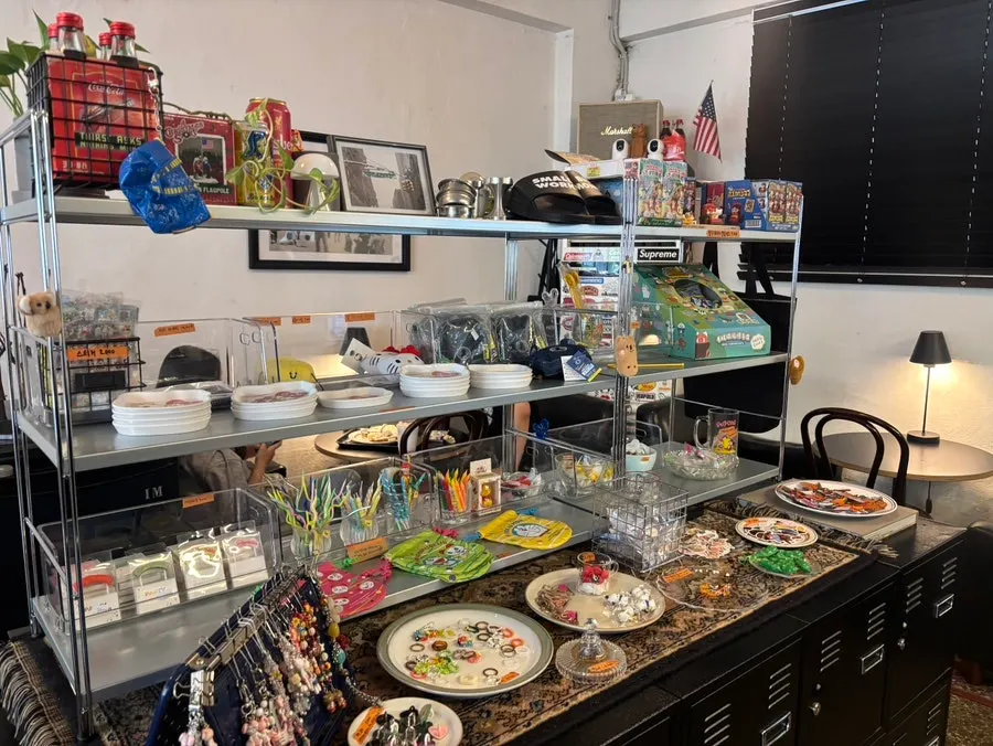 Goods corner with keyrings and stickers