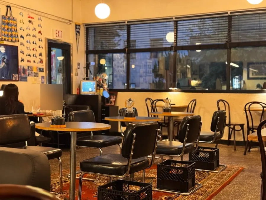 Decor items placed throughout the café