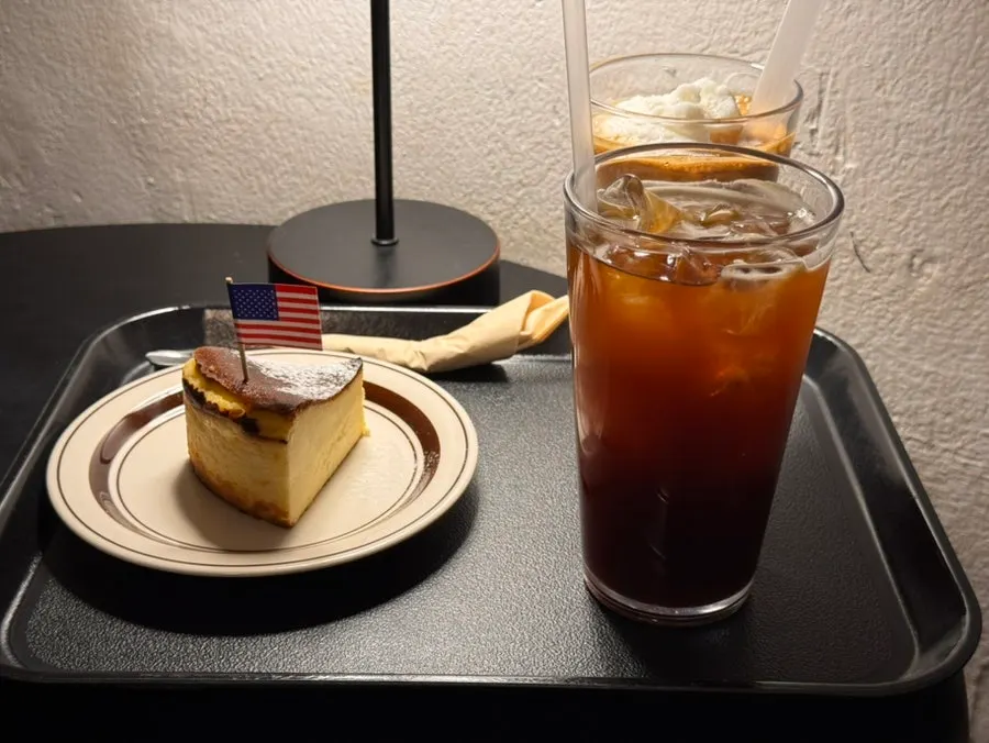 Decaf americano and coconut latte on the table