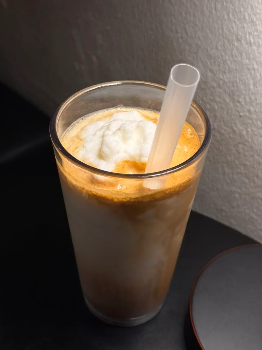 Close-up of the refreshing coconut latte