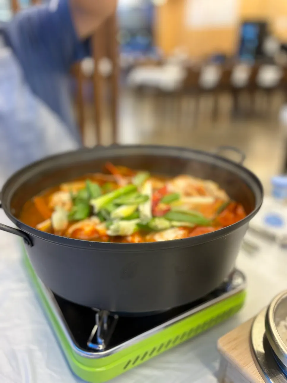 Pot of kkotgetang starting to boil