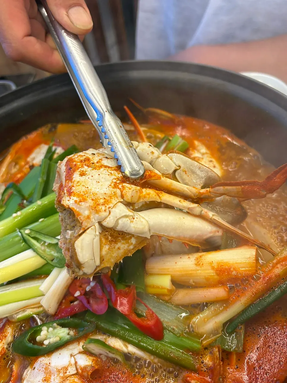 Crab soup with large crab pieces