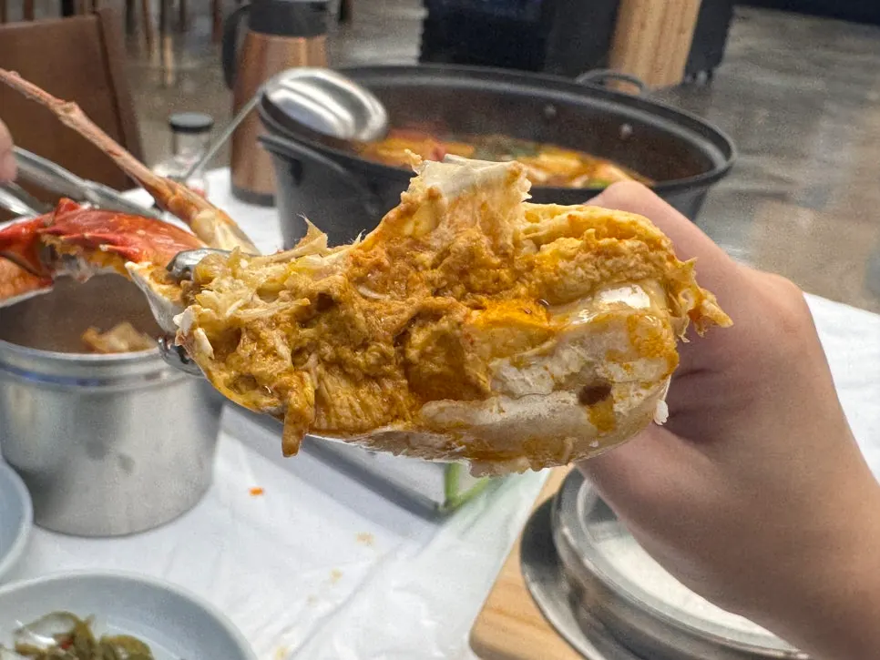 A crab piece packed full of meat from Yeonpyeong-do