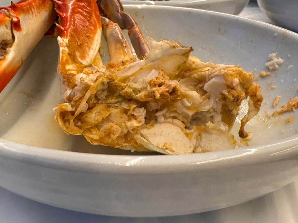 The first bite of picked-out crab meat