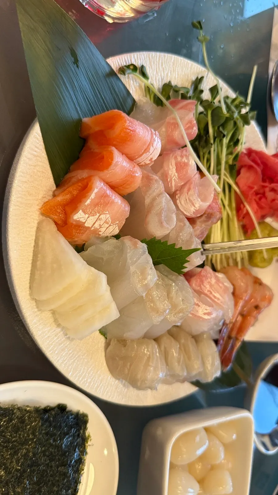 Plate of today's aged sashimi, plated