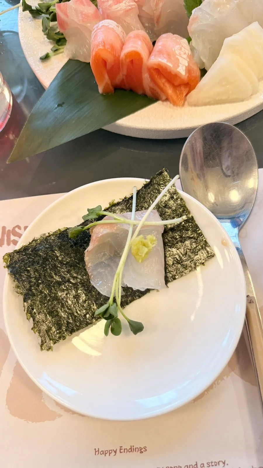 Aged sashimi platter with several kinds of fish