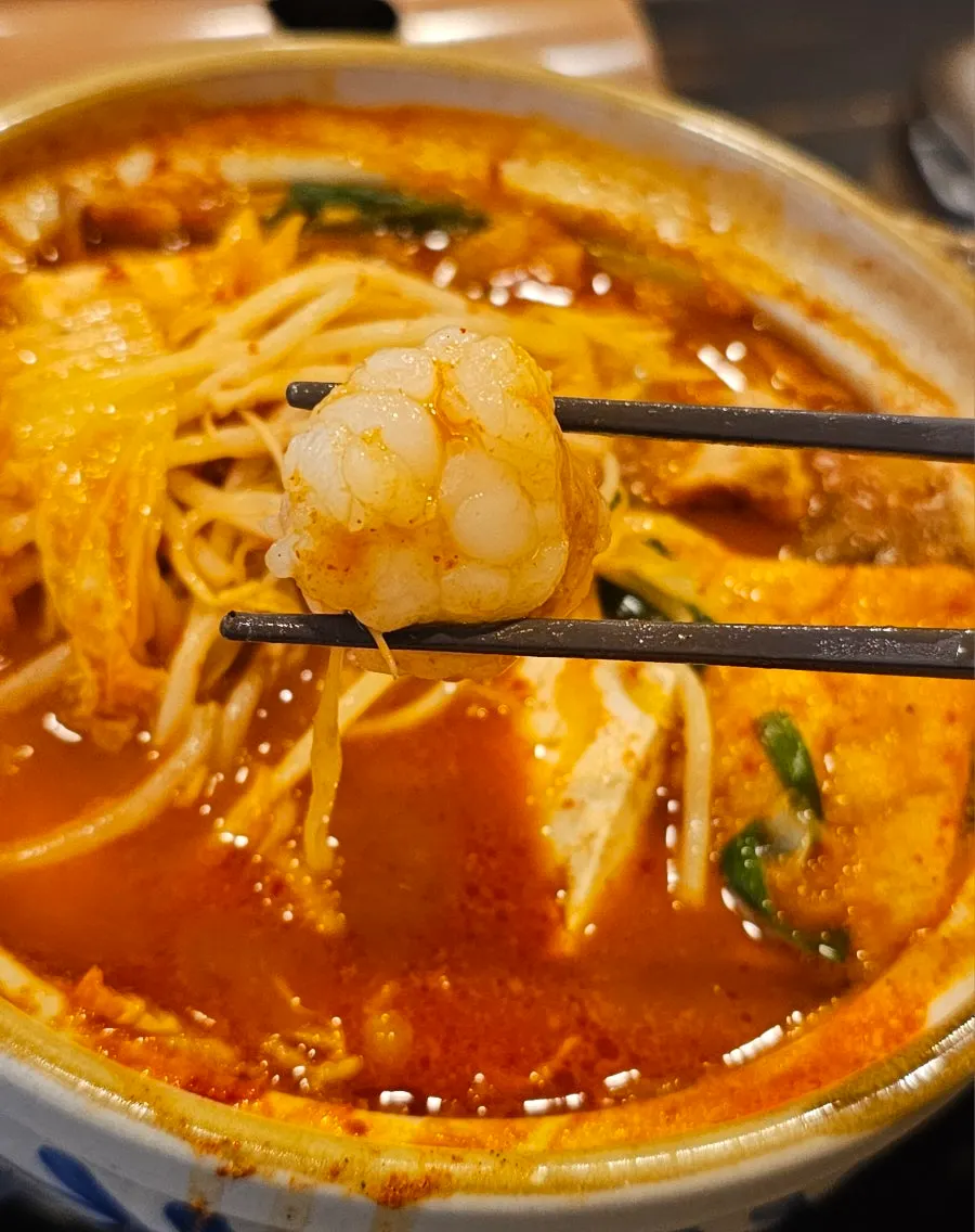Ingredients on top of the boiling stew
