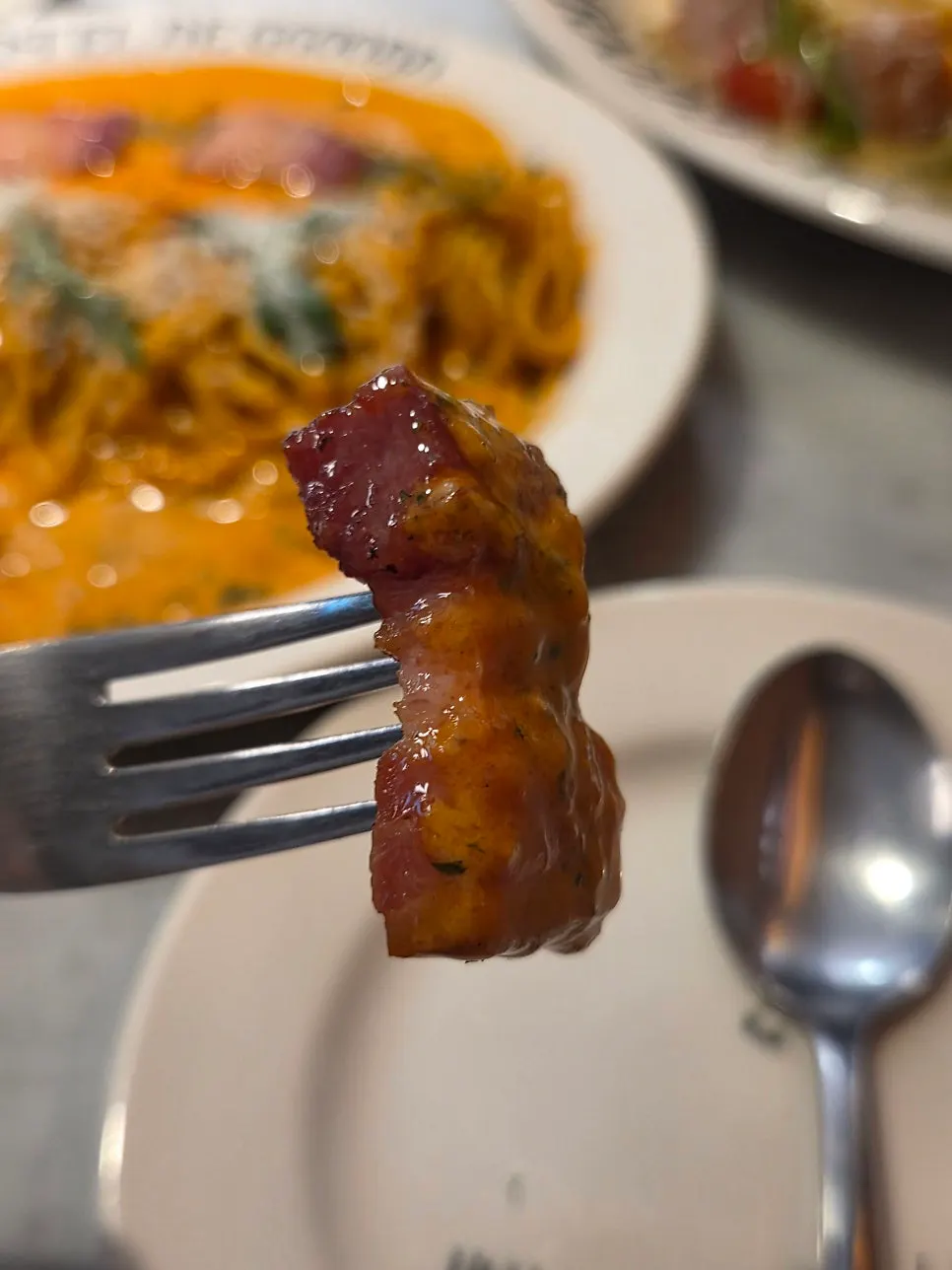 Noodles coated in thick rosé sauce