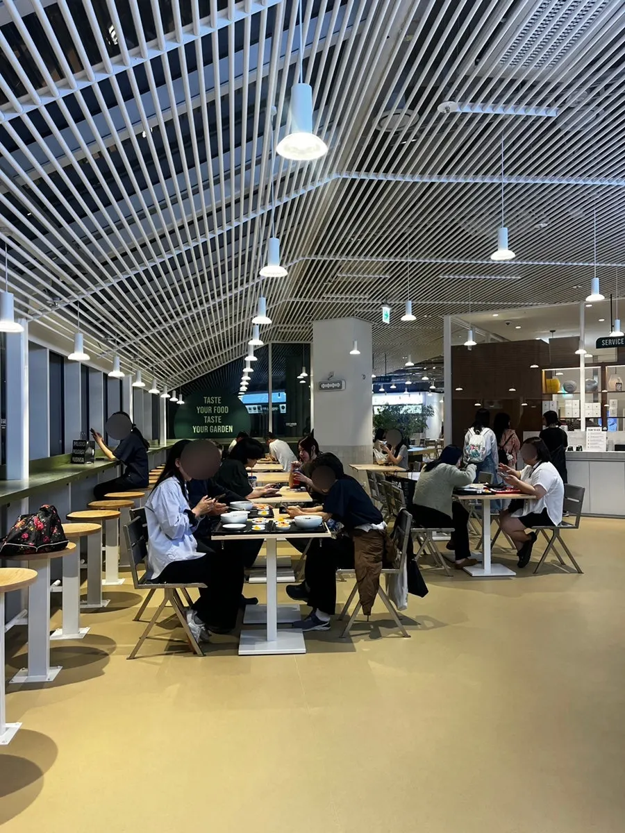 Quiet seating area in the food garden