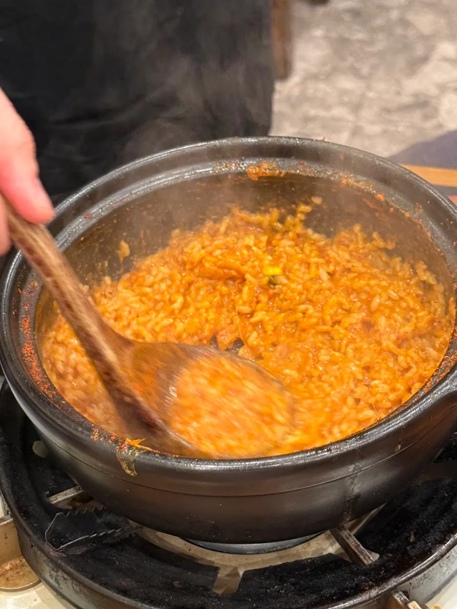 전골 국물로 만든 치즈리조또
