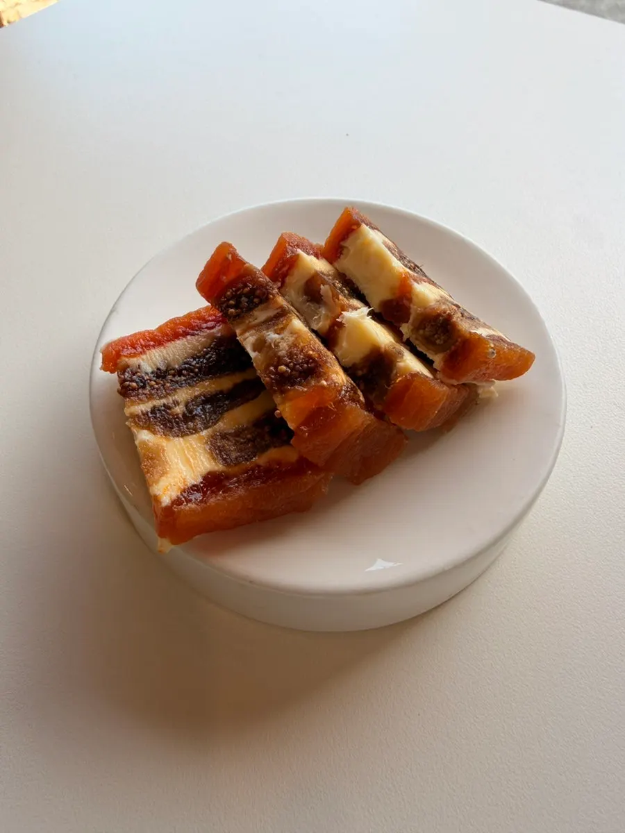 Cross-section of gotgamsando with fig and dried persimmon