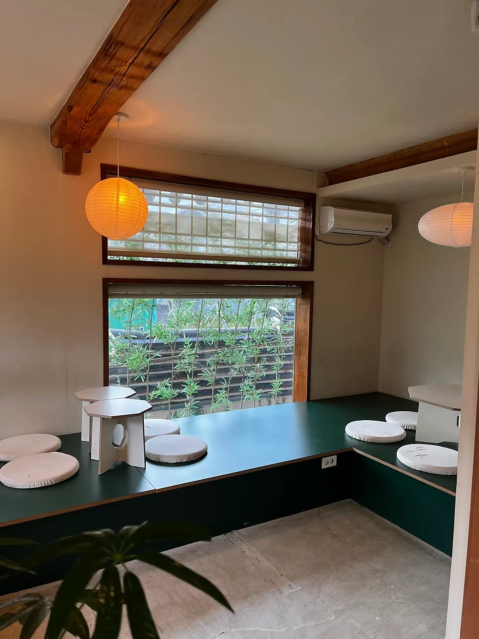 View of the seating area inside Hoyang Horim café