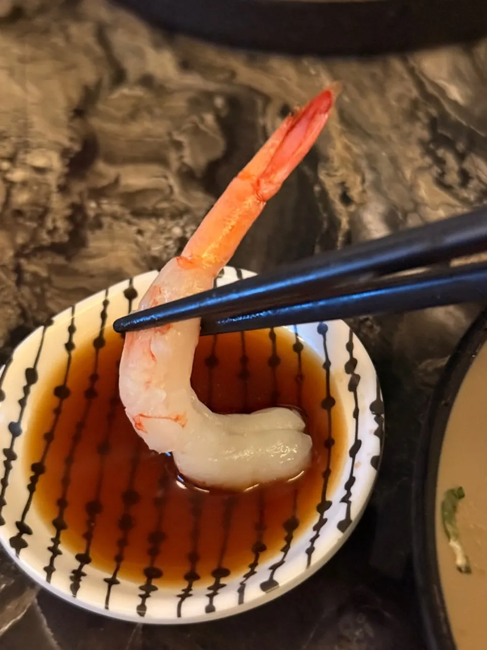 Springy shrimp sashimi