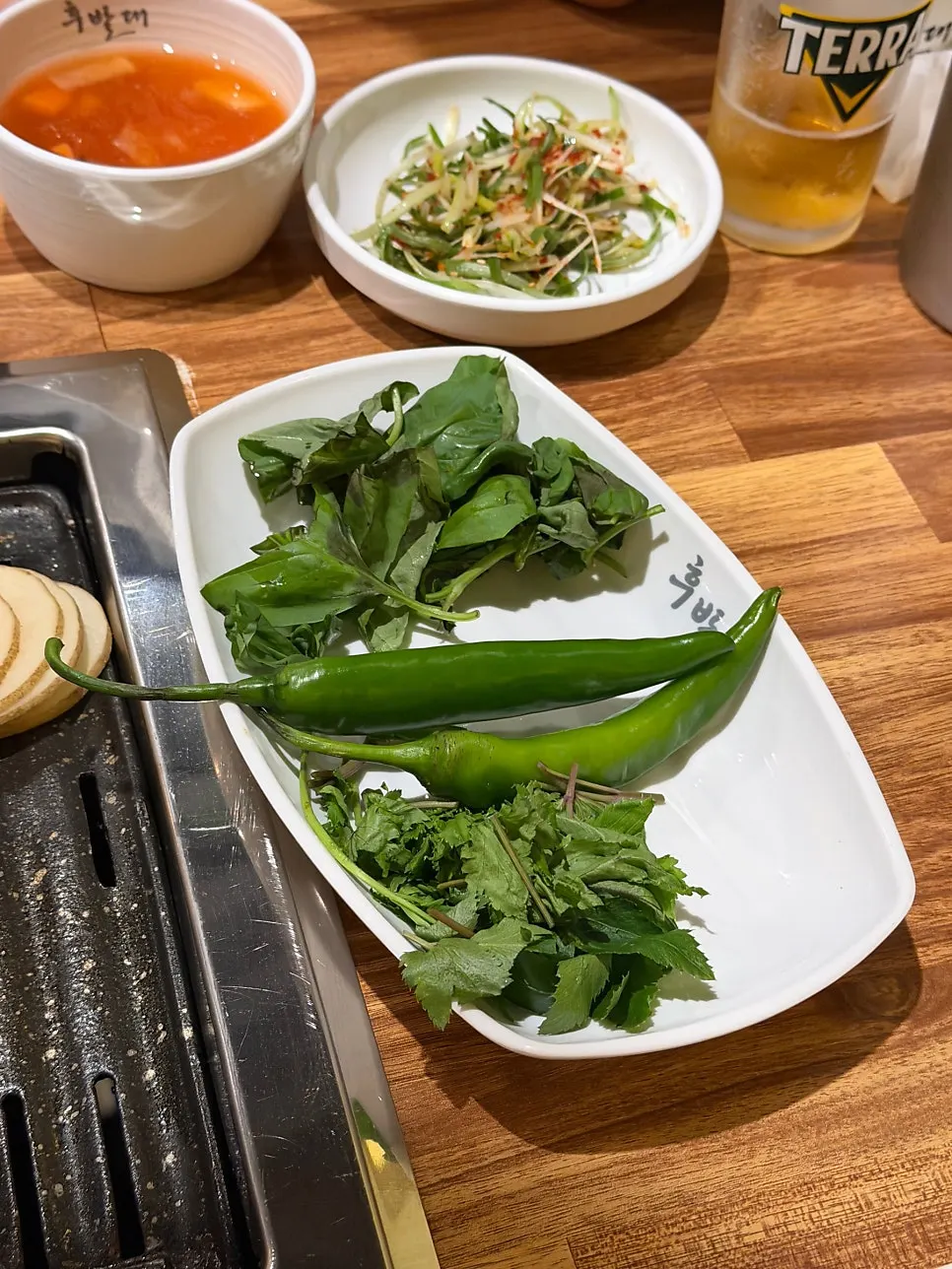Plate of accompanying vegetables served with the meat