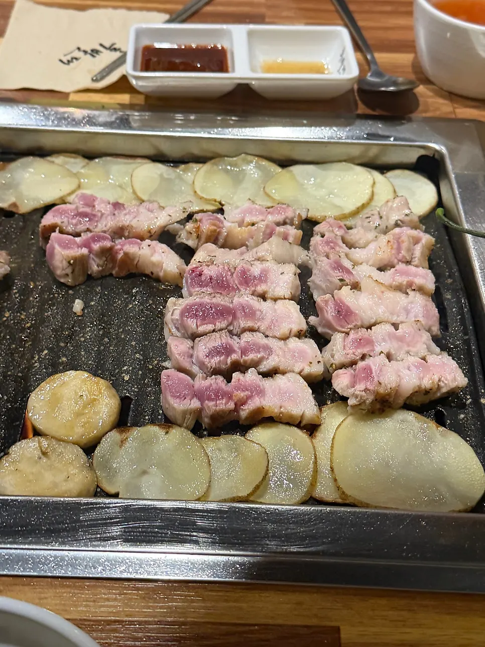 Ordered fresh Hanwoo-style pork belly and pork neck