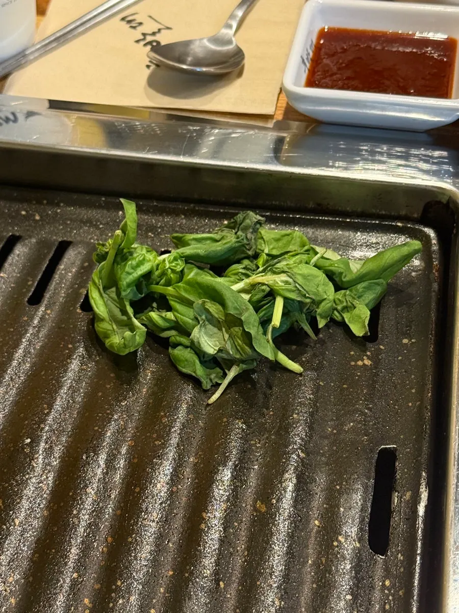 Basil laid on the grill first