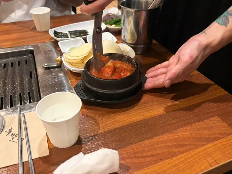 The signature spicy kimchi side dish