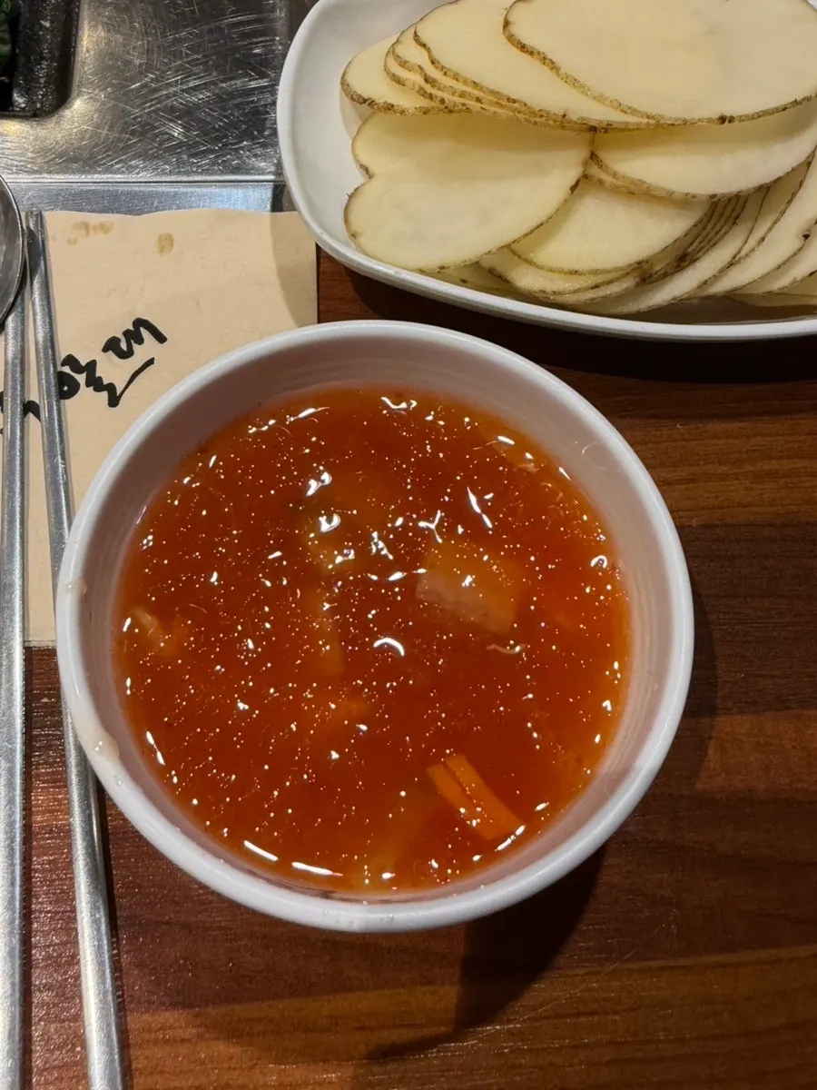 Myeong-i namul (wild garlic leaf) served as a side dish