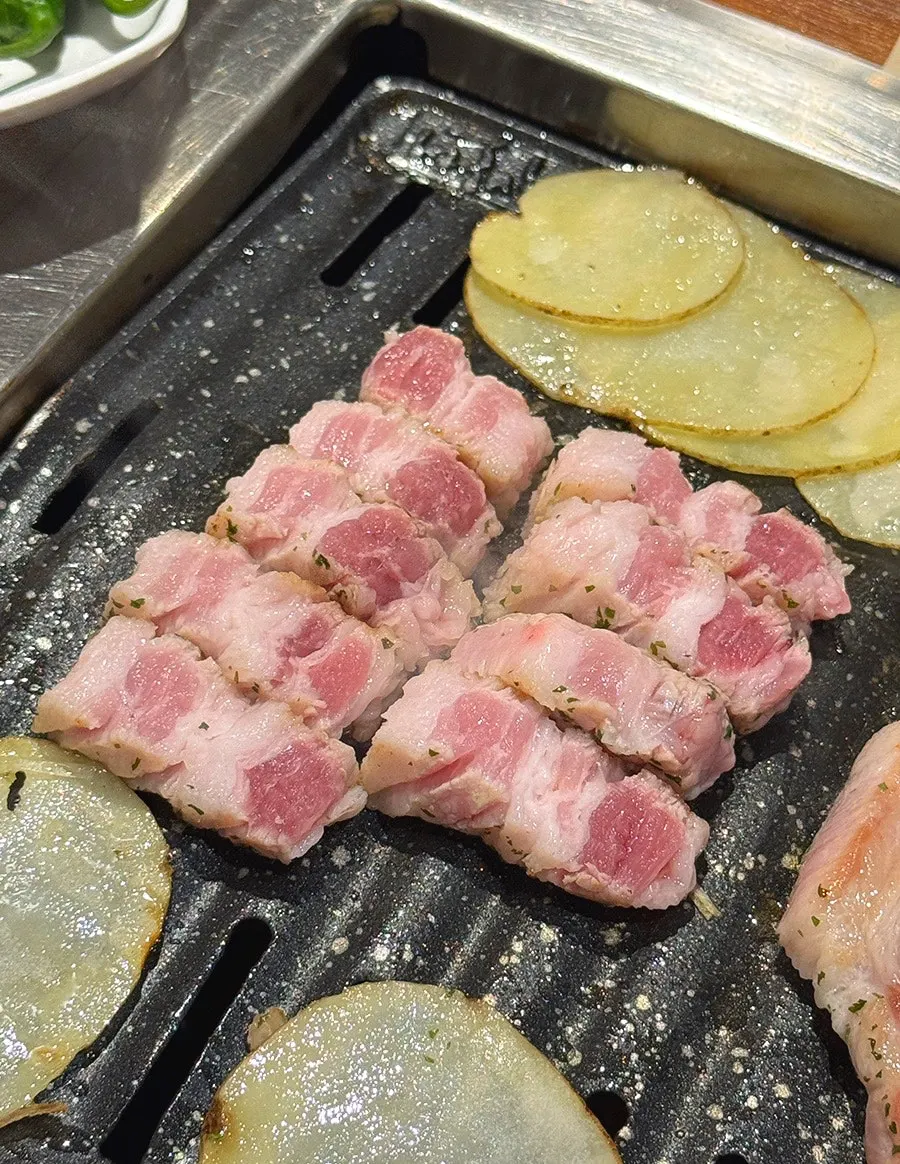 Golden, well-grilled piece of pork neck