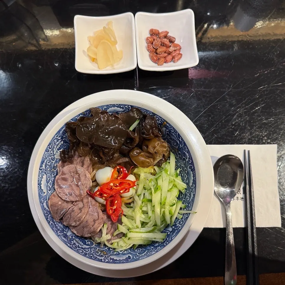 Noodles mixed with peanut sauce in majangmyeon