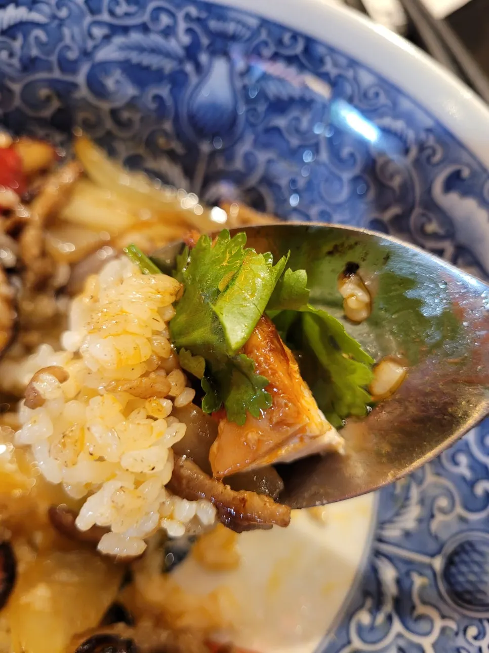 Cross-section of tender gusungye chicken thigh meat