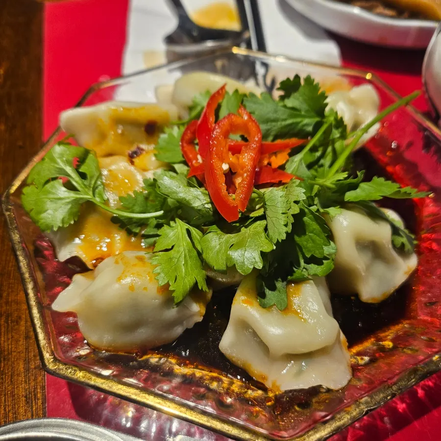 Chinese-style water dumplings ordered as a side