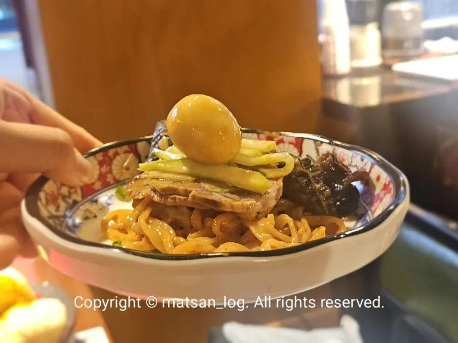 Majangmyeon noodles mixed in peanut sauce