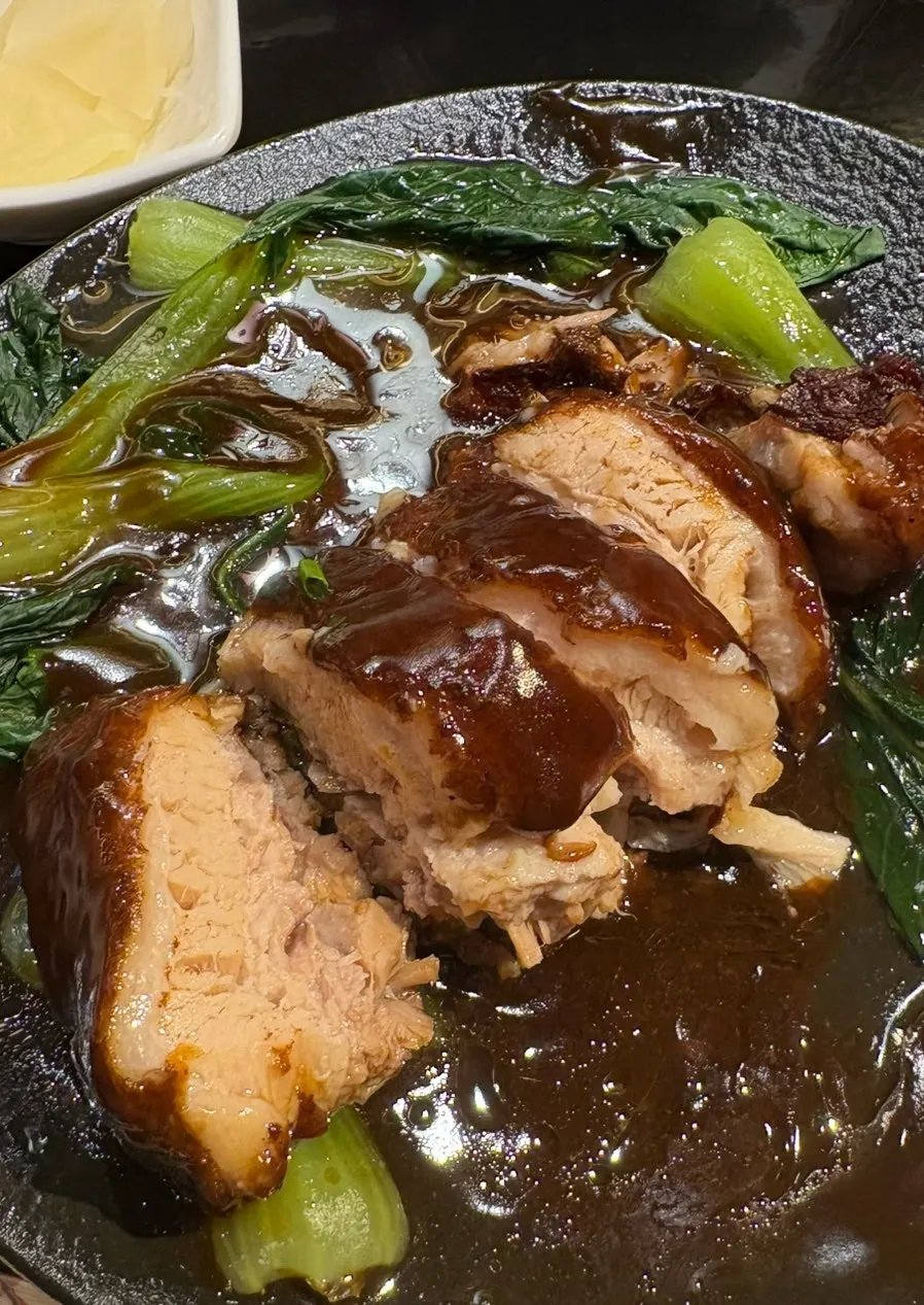 Close-up of Huhugwan's braised pork belly