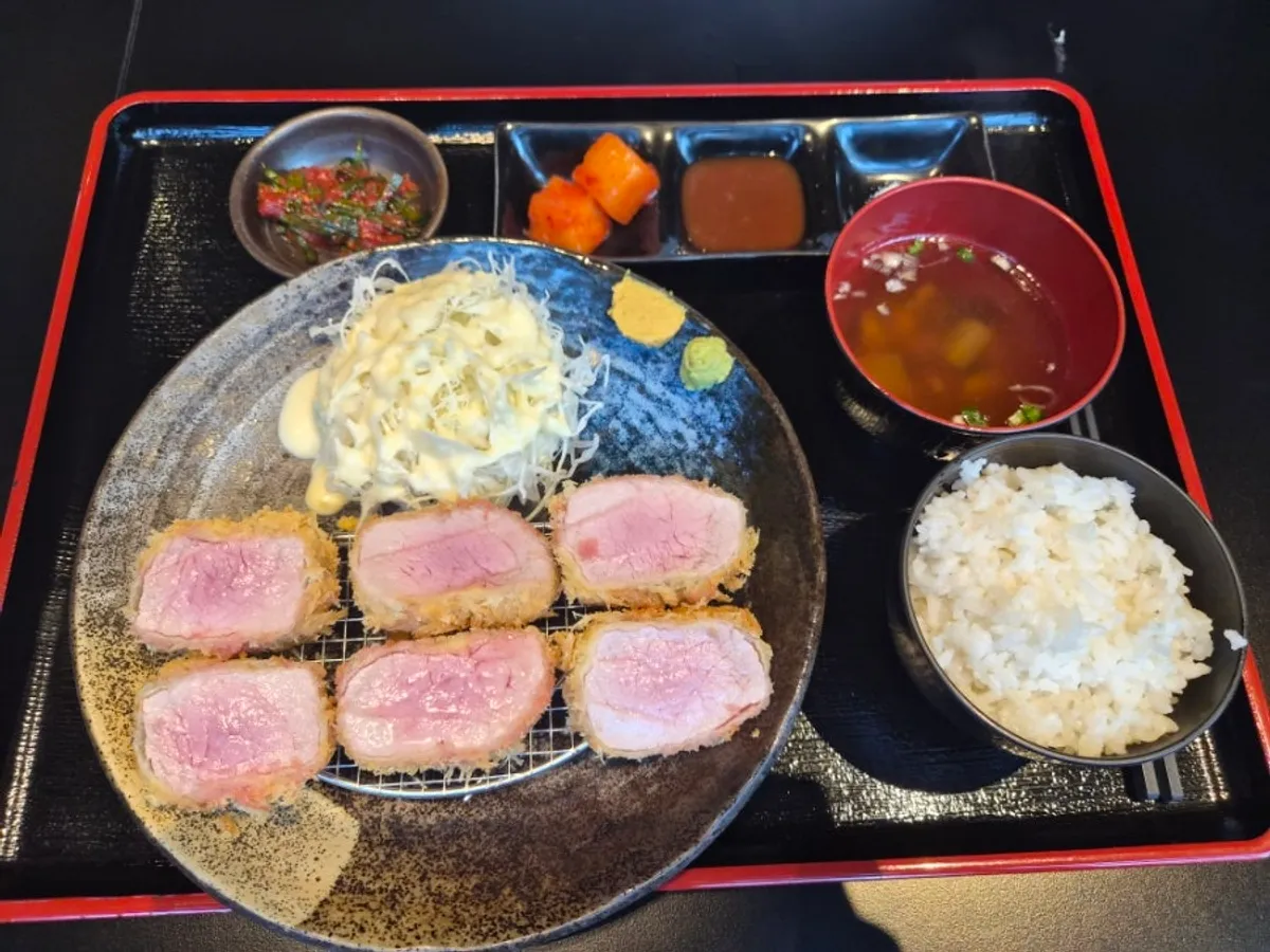 Hire katsu set and chicken katsu set served at the table