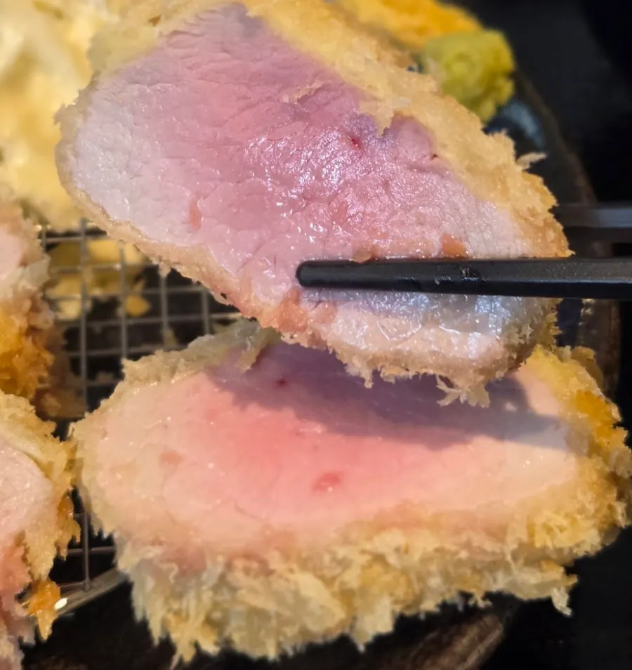 Cross-section of juicy tenderloin katsu