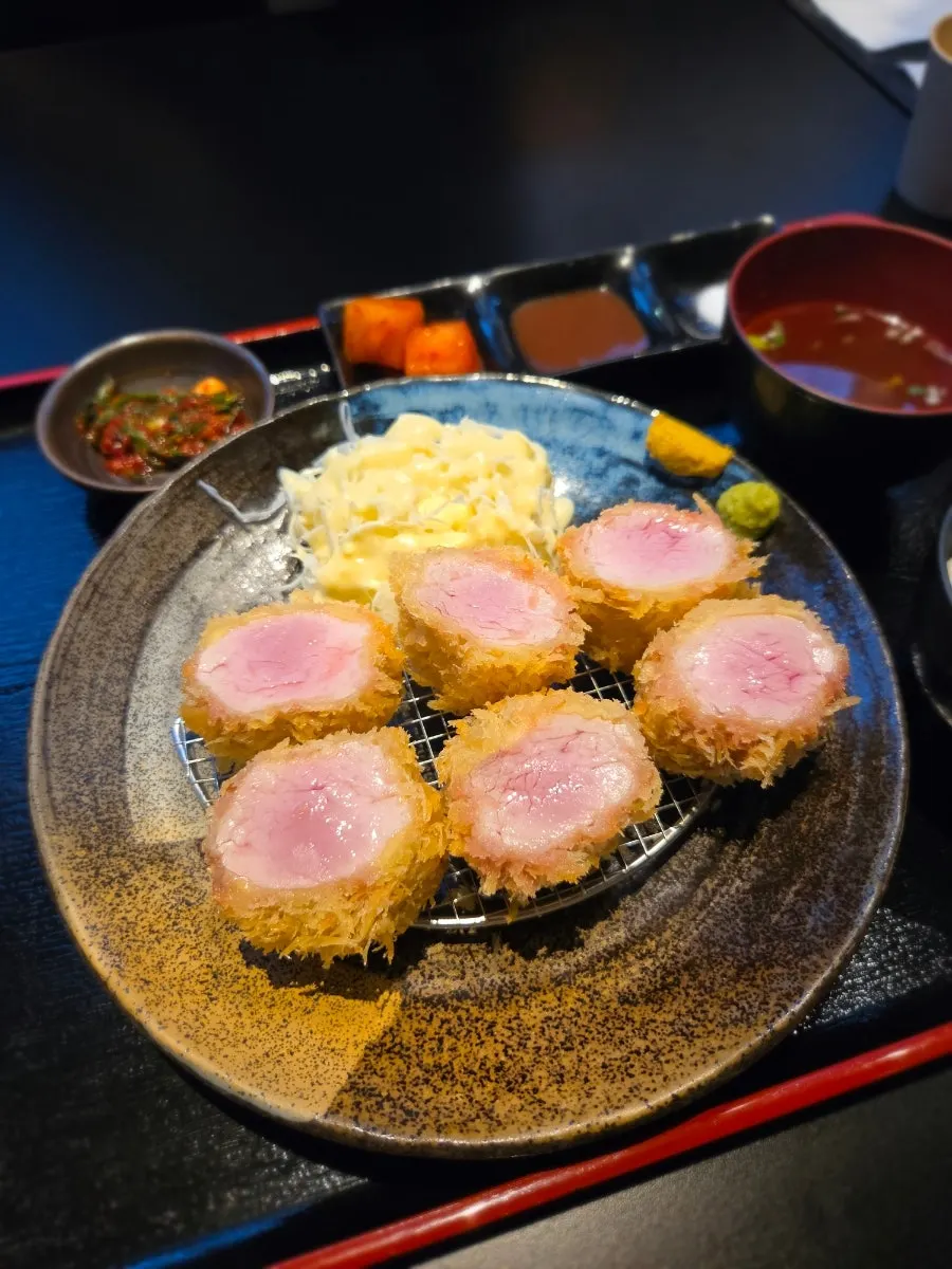 Close-up of pork cutlet at Hunta Euljiro