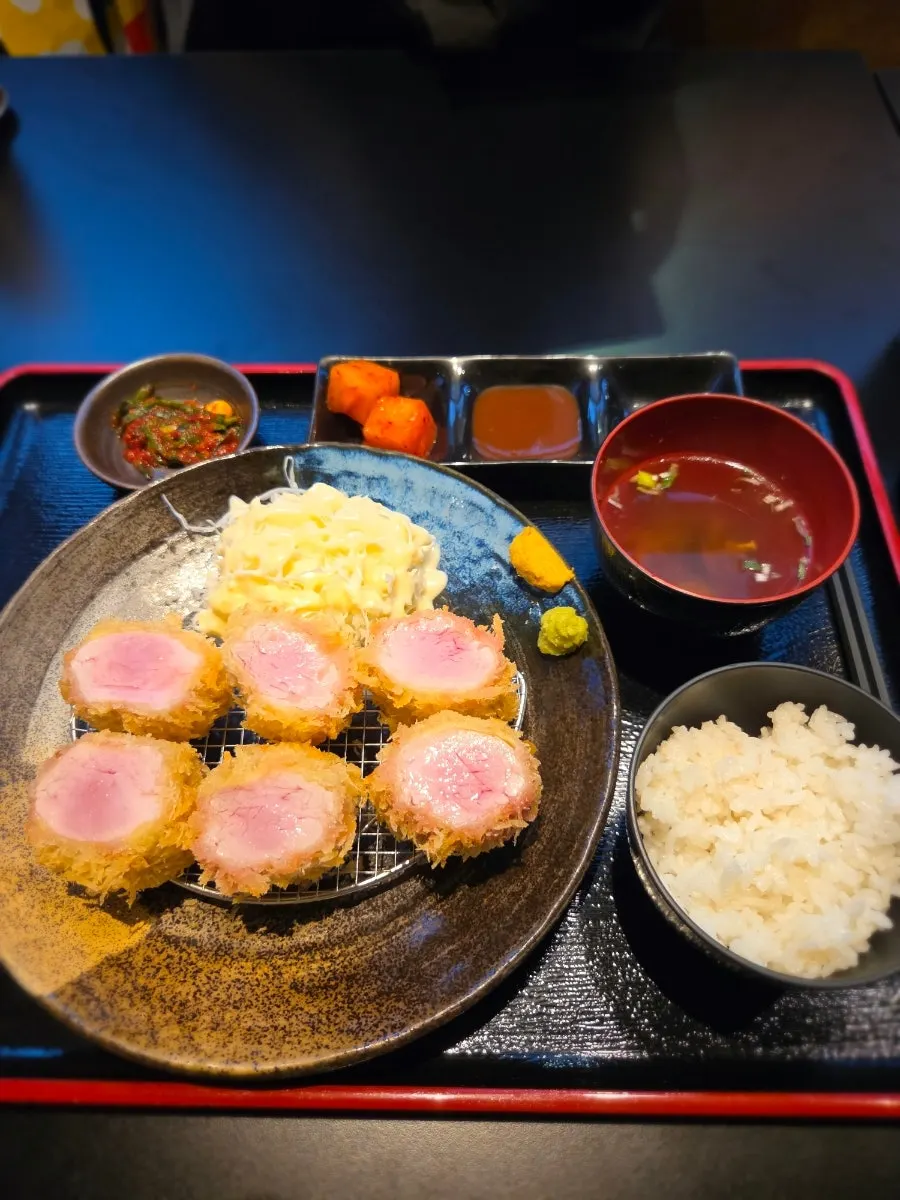 Hire katsu paired with cabbage salad