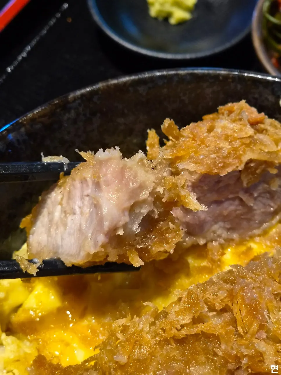 Nearly finished bowl of kataroSu tare katsudon