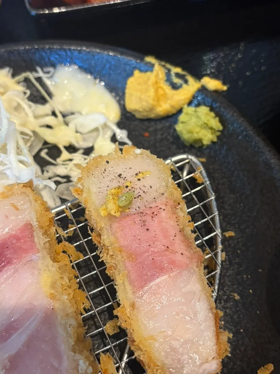 Premium loin katsu served with mustard and wasabi