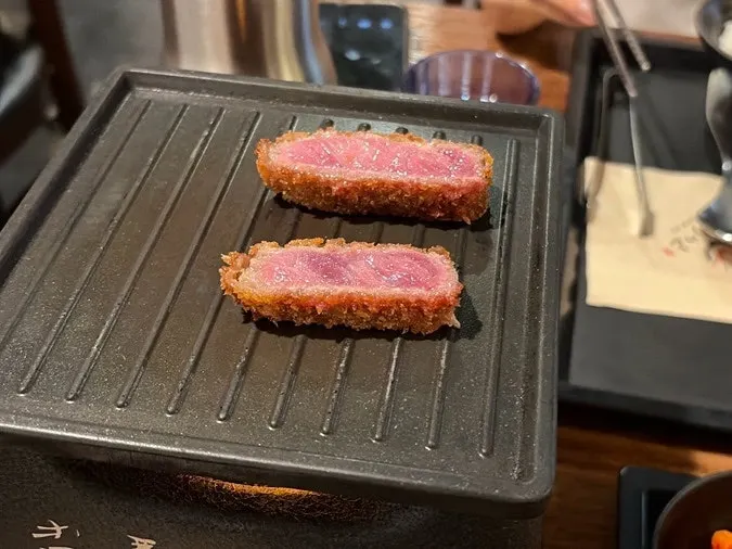 Chart showing grilling times for different gyukatsu doneness levels