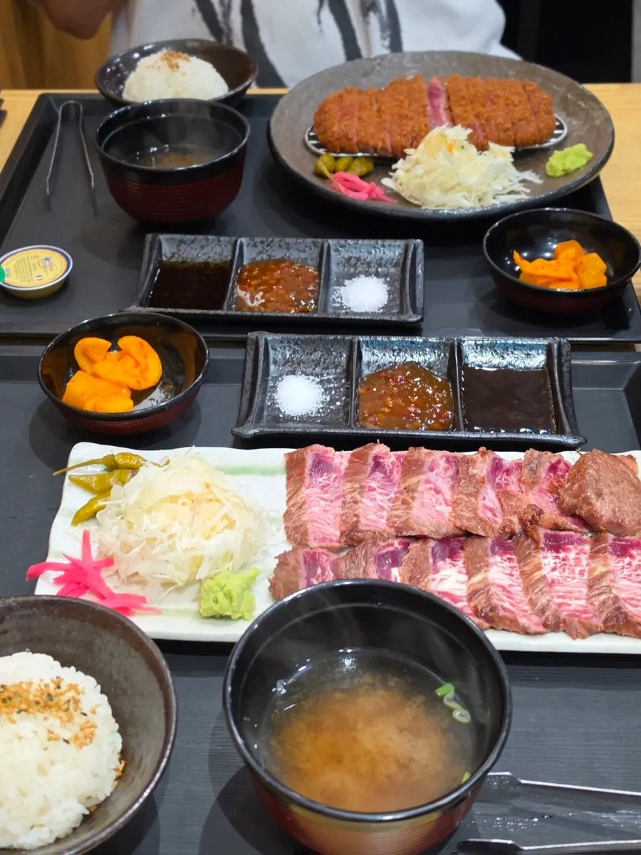 Full spread of Furato Shokudo's steki set menu