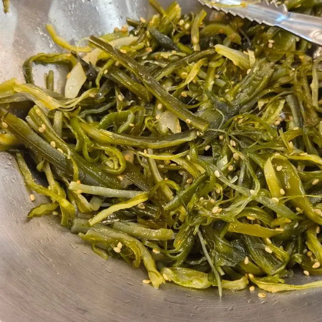 Banchan laid out at the self-serve bar