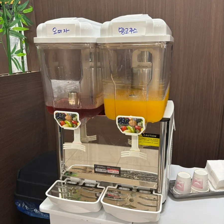 餐后甜点五味子茶和芒果汁