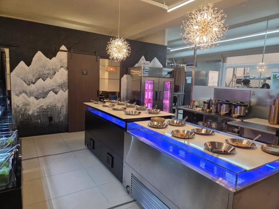 Unlimited refill Korean side-dish bar at Hwadamga