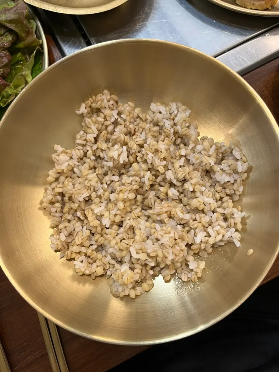 Barley rice included with the set menu