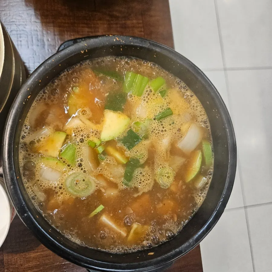 Doenjang jjigae served alongside the bibimbap