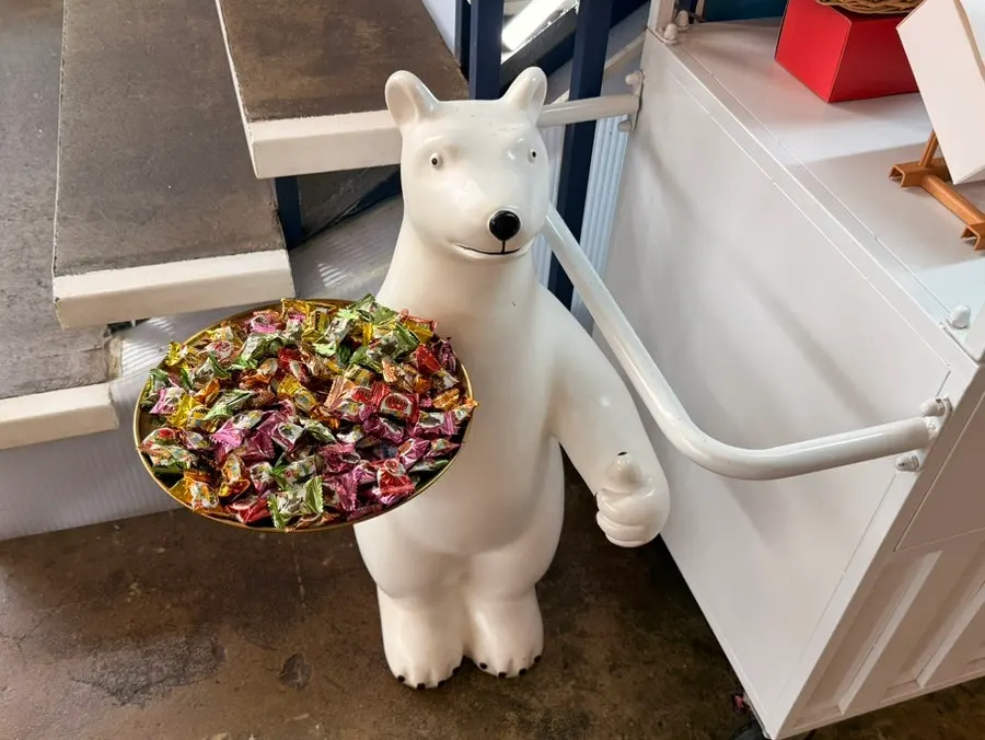 Candy service corner next to the 2nd-floor stairs