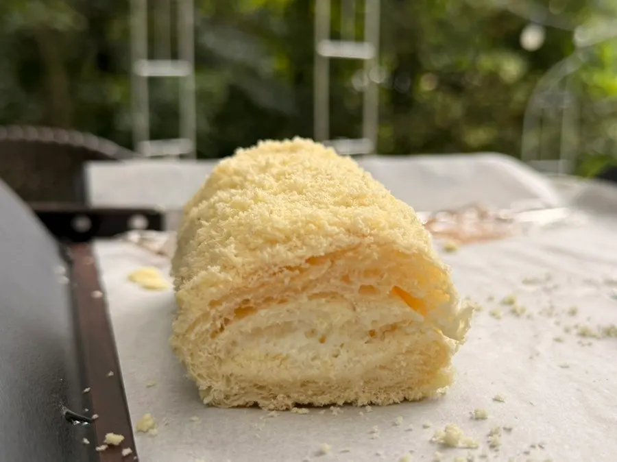 A rice white roll and choco cake side by side