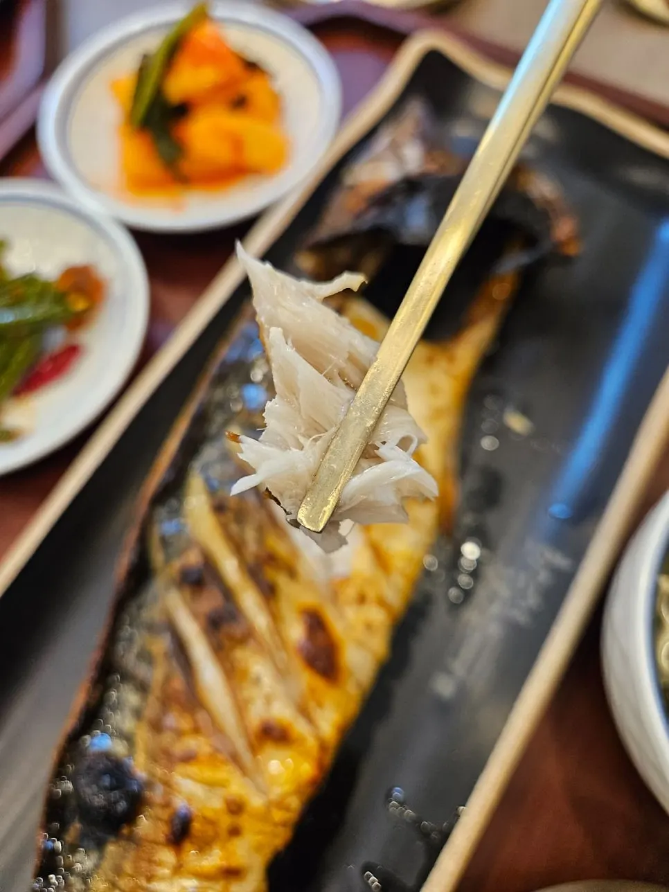 Golden grilled mackerel and a large grilled Spanish mackerel