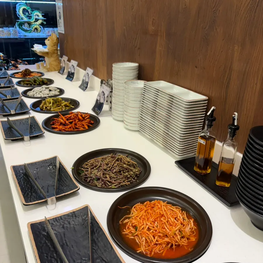 Self-serve bar set up in the restaurant
