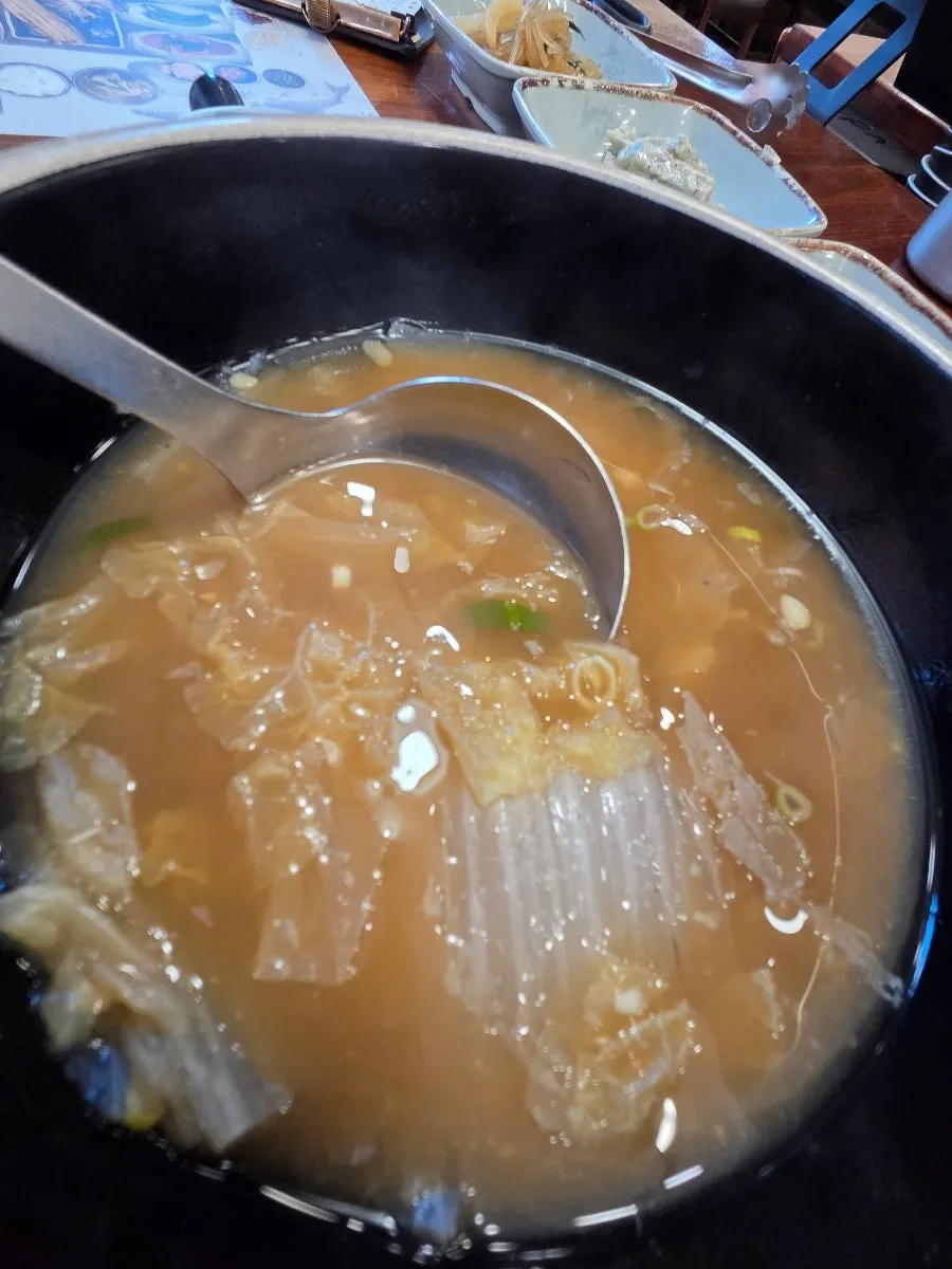 A plate of lotus root salad banchan