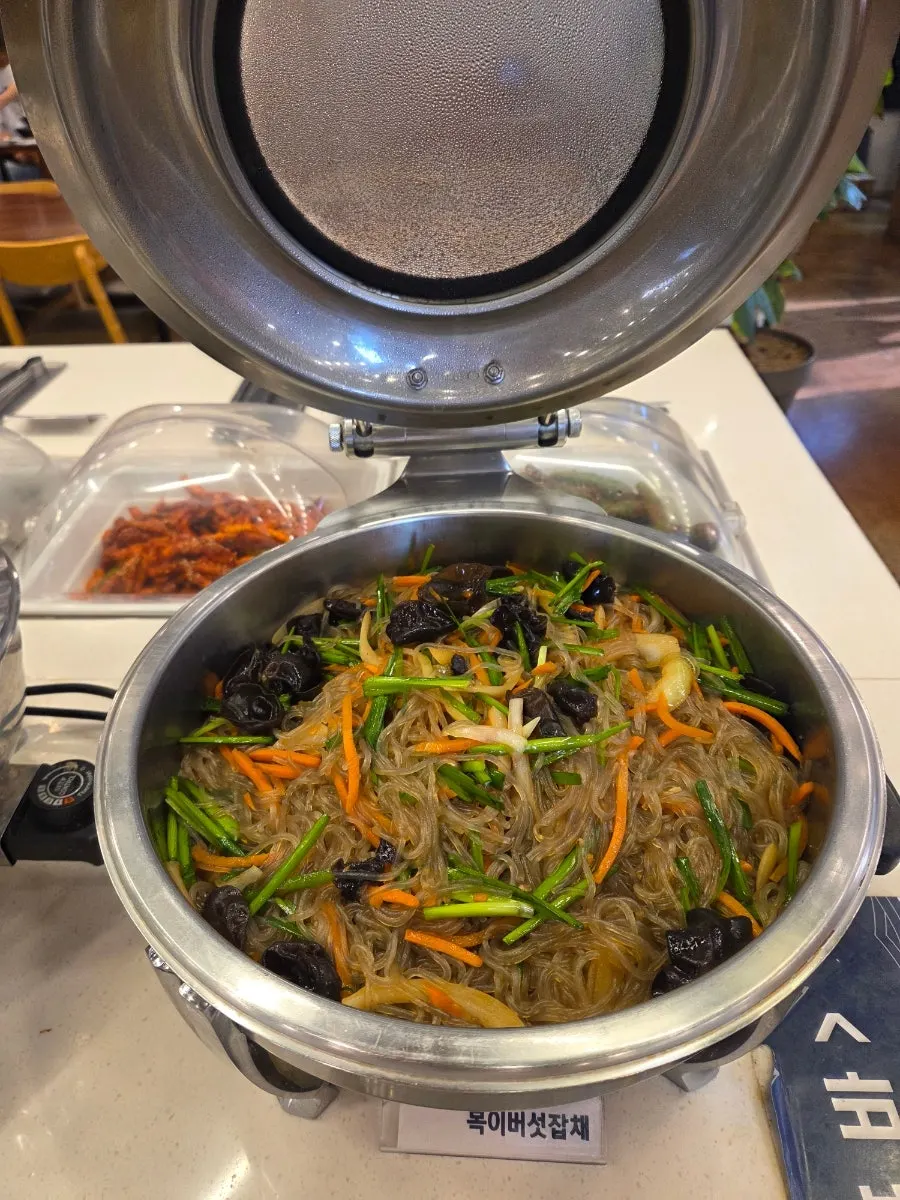 Close-up of neatly arranged banchan