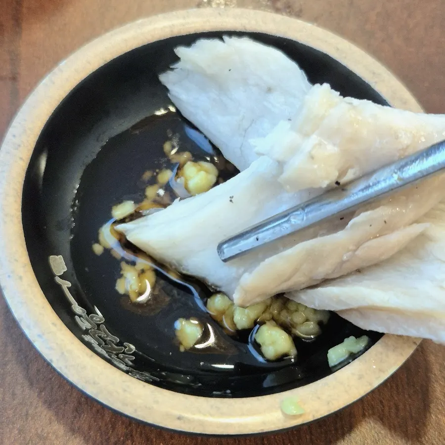 Thick grilled Spanish mackerel with wasabi soy sauce