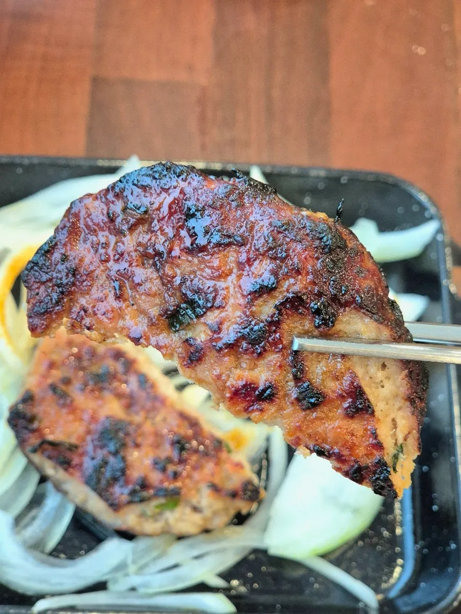 A piece of tteokgalbi easy for kids to eat