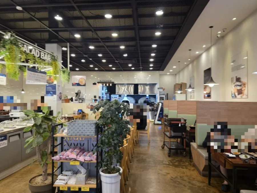 Clean, spacious seating inside the restaurant